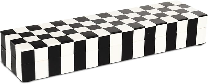 Handicrafts Home Decorative Remote Holder Box 10x2.5 – Slim Organizer Box with Lid for TV Remotes, Coffee Table Décor, Modern Shelf Box, Boho Home Décor Accent, Black and White Decorative Storage Box