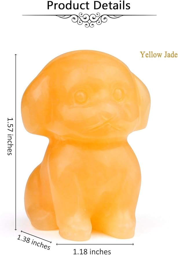 Jovivi Natural Topaz Crystal Sitting Dog Statue Home Decor 1.6" Carved Gemstone Puppy Dog Figurines Pocket Sculpture Reiki Healing Stones Decorative Ornament Gift