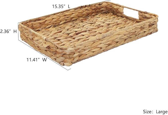 HODAKJUE Grass Weaving Tray, Grass Storage Bins for Fruit or Tea,Arts and Crafts. (Tray-A-M)