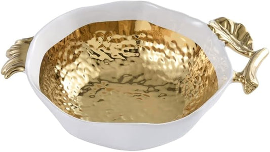 Pampa Bay Titanium-Plated Porcelain Pomegranate Bowl, 12 X 8.75 X 3.3in