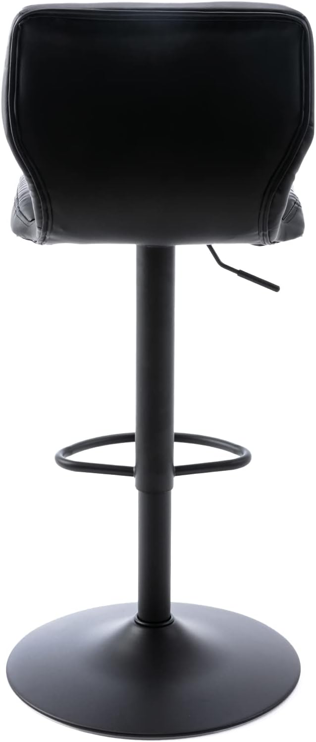 Brage Living Adjustable Bar Stools Set of 2, Modern PU Leather Swivel Barstools with Back, Armless Airlift Counter Height Bar Chairs for Kitchen Dining Pub Cafe (Black, Black Base)