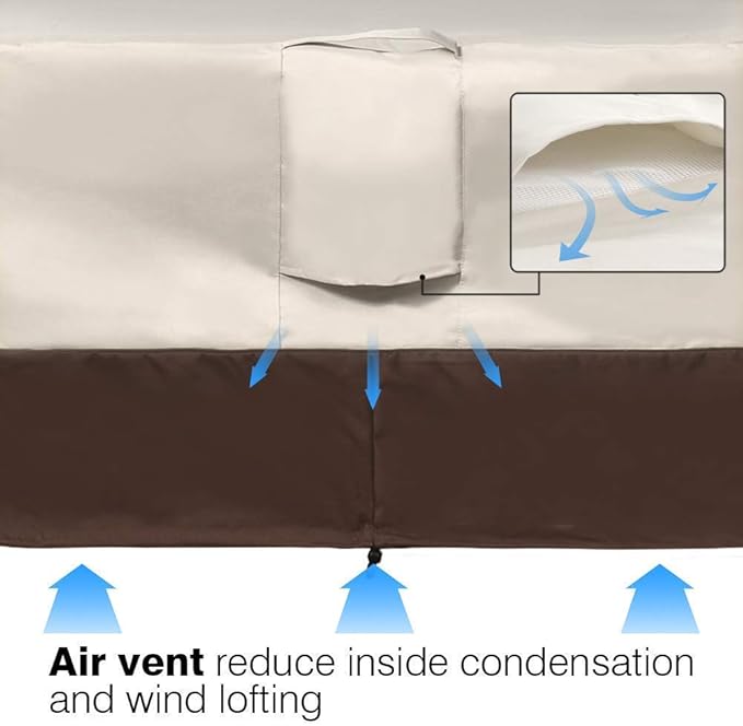 VAILGE Heavy Duty Patio Sofa Cover, 100% Waterproof Outdoor Sofa Cover, Large Lawn Patio Furniture Covers with Air Vent, Large(Standard), Beige & Brown