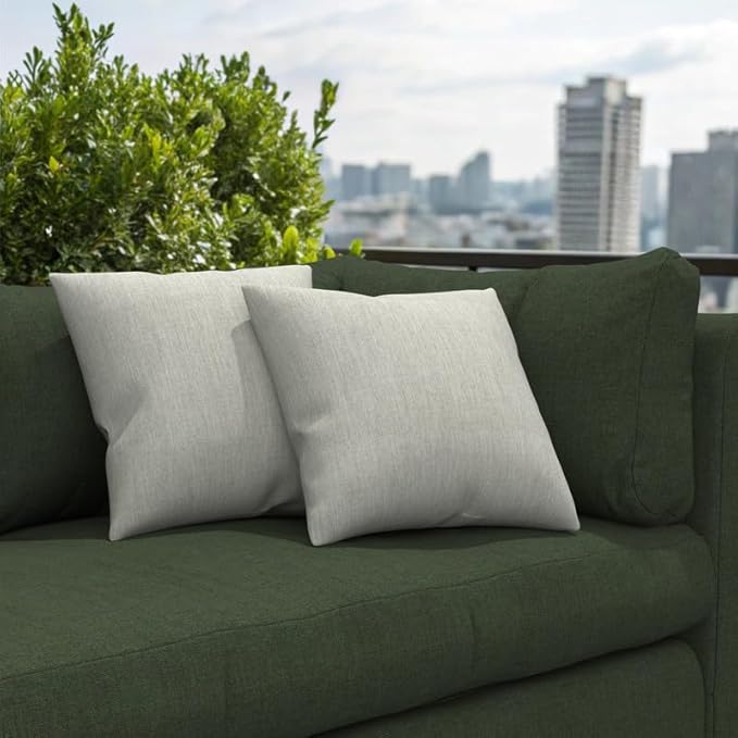 Covers & All Belenos Indoor/Outdoor Throw Pillows, Square Throw Pillows Inserts with Covers Set of 2 (Belenos Blended Gray, 16x16)