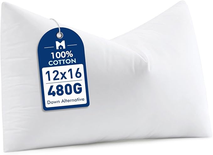 MIULEE 12x16 Down Alternative Pillow Insert, Fluffy Soft Throw Pillow for Couch Bed Sofa Plush Luxury Lumbar Support