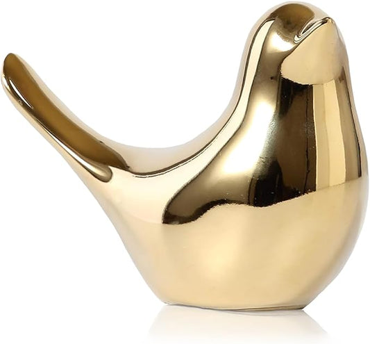 Large Gold Bird Statue – Modern Tabletop Sculpture for Living Room, Mantel, Shelf, Console Table, Entryway, Fireplace, Bedroom Décor, Luxury Gold Accents, Elegant Home Decorations