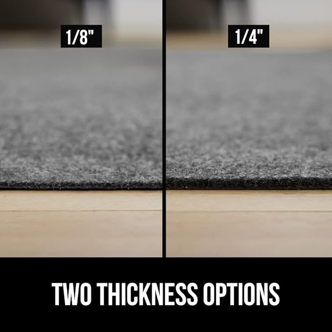 GORILLA GRIP Felt and Natural Rubber Stay in Place Slip Resistant Rug Pad, 1/8in Thick, 2x3 FT Protective Padding Under Area Rugs, Cushioned Gripper Pads, Carpet Runners, Hardwood Floors Protection