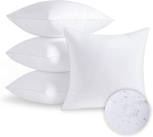 MCWPHLS 20x20 Outdoor Pillow Inserts Set of 4 Large Size Waterproof Square White DecorativeThrow Pillow Inserts for Indoor Couch Sofa Beds Cushions Outdoor Patio Furniture Cushions