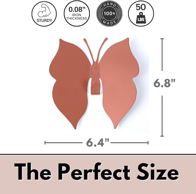 Butterfly 3D Wall Hooks for Bedroom. Wall-Mounted Butterfly Design, add a Playful Touch While stylishly Holding Coats, Backpacks, Purses, Jewelry, and Towels