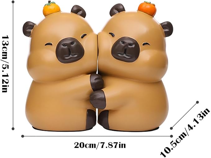 Cute Hug Capybara Decorative Bookends, Unique Animal Book Ends to Hold Books Creative Resin Book Holder Stopper for Home Office Desk Bookshelf Decoration
