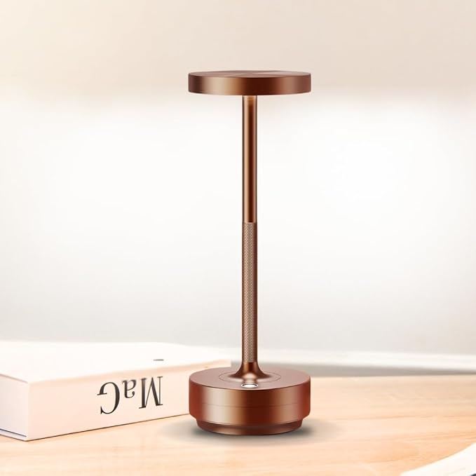 Cordless Table Lamp Rechargeable - Waterproof, Touch 3-Color Lighting Portable LED Table Light for Outdoor,Patio,Restaurant.(Coffee)