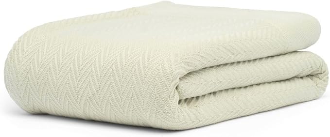 9Threads 100% Cotton Herringbone Weave Blankets, 66" X 90" Twin, Throw Blanket for Bed, All Season Cotton Blanket, Cozy Blanket,Throws & Bed Blanket, Throw Blanket for Couch, Modern Home Decor -Sage