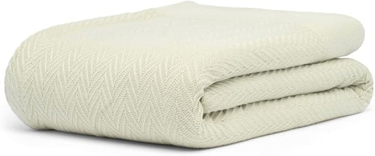 9Threads 100% Cotton Herringbone Weave Blankets, 66" X 90" Twin, Throw Blanket for Bed, All Season Cotton Blanket, Cozy Blanket,Throws & Bed Blanket, Throw Blanket for Couch, Modern Home Decor -Sage
