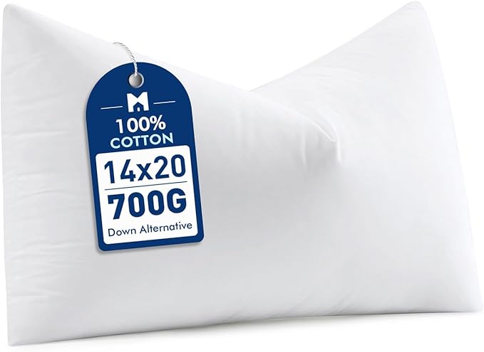 MIULEE 14x20 Down Alternative Pillow Insert, Fluffy Soft Throw Pillow for Couch Bed Sofa Plush Luxury Lumbar Support