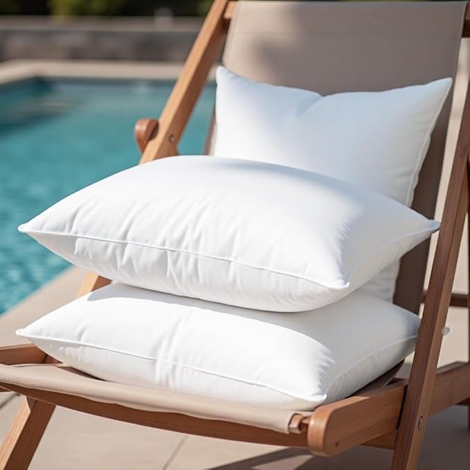 MCWPHLS 18x18 Outdoor Pillow Inserts Set of 4 Medium Size Waterproof Square White DecorativeThrow Pillow Inserts for Indoor Couch Sofa Beds Cushions Outdoor Patio Furniture Cushions
