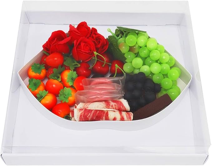 WENPACK 12.5" Cardboard Lip Kiss Shaped Paper Valentine's Day Decorative Strawberries Sweets Candy Box with Clear Lid (White, Kiss)
