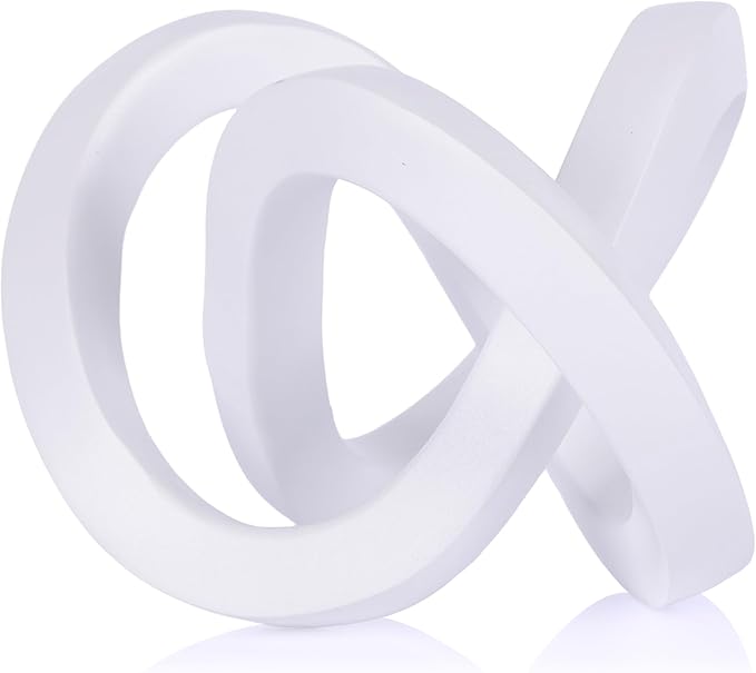 White knot decorative sculpture, white home decor aesthetics, Möbius strip sculpture, suitable for decoration and display on bookshelves, living room TV cabinets, office cabinets, and coffee tables.