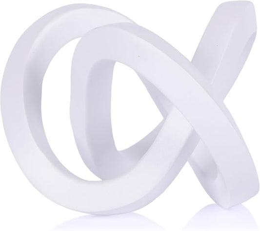 White knot decorative sculpture, white home decor aesthetics, Möbius strip sculpture, suitable for decoration and display on bookshelves, living room TV cabinets, office cabinets, and coffee tables.