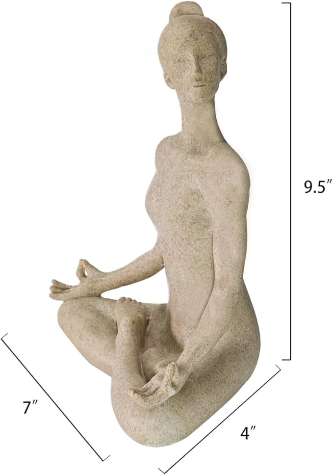 SIMON'S SHOP Yoga Statues, Yoga Lady Sculpture, Beige Meditation Yoga Figurines for Shelf Table Mantel Decor, Decorative Pieces for Zen Garden Yoga Studio, 9.5 inch Tall