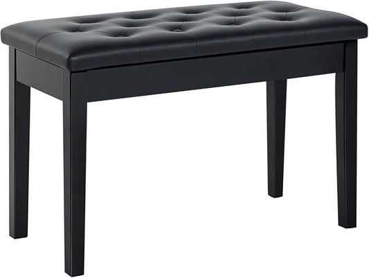 HOMCOM Piano Bench, Duet Piano Chair with Faux Leather Padded Cushion and Wooden Frame, Button Tufted Keyboard Bench, Black