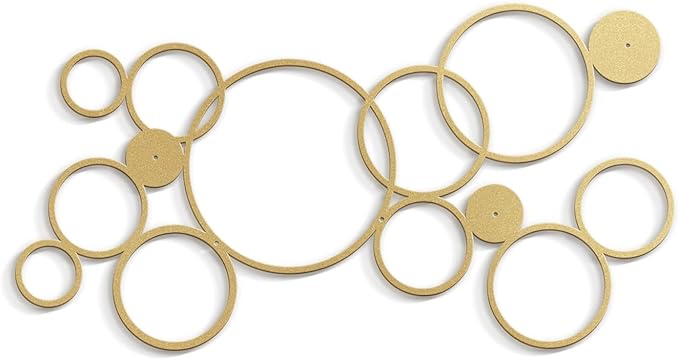 SIGNLEADER Metal Wall Decor Geometric Circles Bubbles Minimalist Modern Luxury Wall Sculpture Hangings 3D Statue Home Decoration for Living Room, Bedroom, Bathroom, Kitchen, Fireplace, Office - 24" Gold