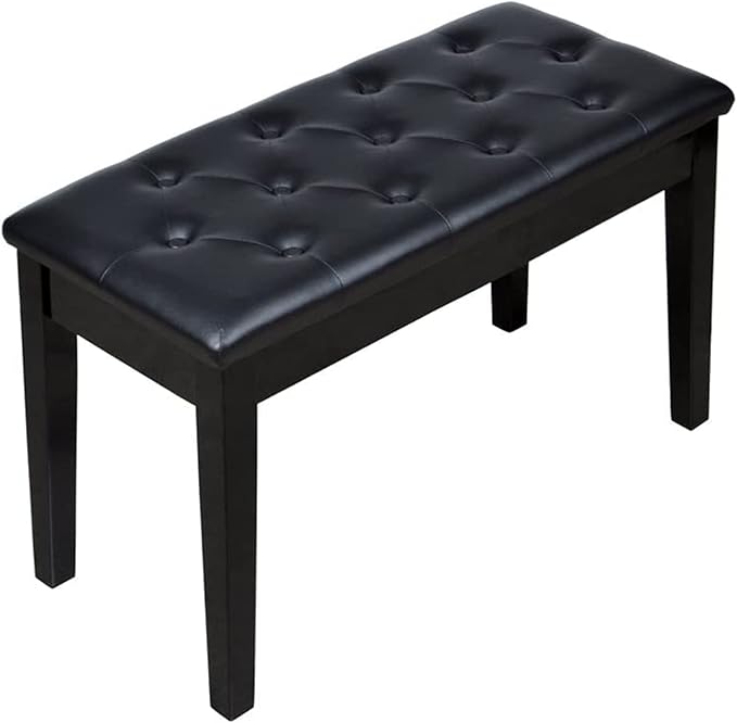 Piano Bench with Padded Cushion and Music Book Storage Compartment, Duet Wooden Seat, 13.7 x 29.5 x 20 inches, Load 440lb Black