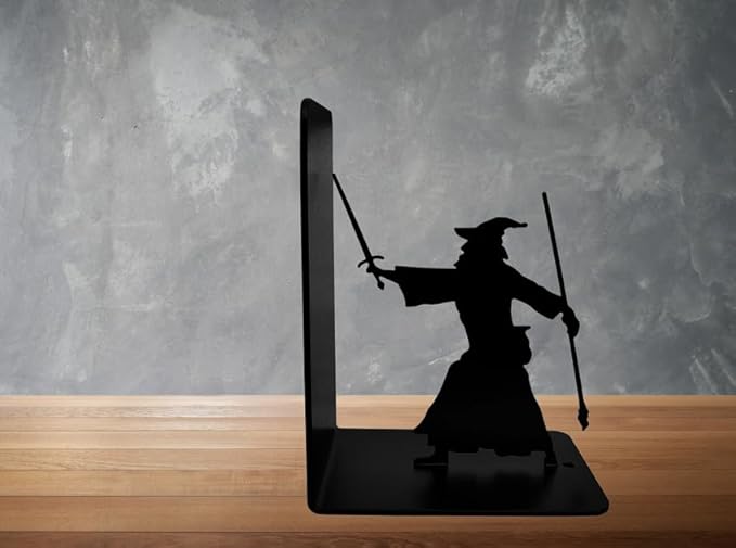 Decorative Bookends - Metal Book Ends - Black Finish - Wizard bookends Magical Bookends - 7" Tall bookends Heavy Bookends for Shelves