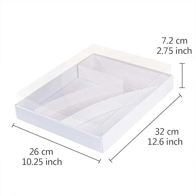 WENPACK 12.5" Cardboard Number Shaped Mache Cupcake Strawberries Fillable Carton Box with Clear Lid (White, 7)