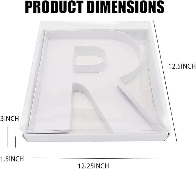 WENPACK 12.5" Cardboard Letter Shaped Mache Decorative Strawberries Fillable Sweets Candy Box with Clear Lid (White, R)