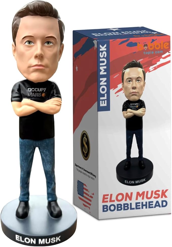 Elon Musk Bobblehead, Entrepreneur and American Patriot, Trump Doge, Premium Polyresin Collectible Statue, 8 Inches Tall, World Leaders Series, Patriots