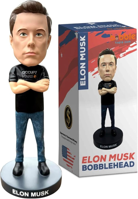 Elon Musk Bobblehead, Entrepreneur and American Patriot, Trump Doge, Premium Polyresin Collectible Statue, 8 Inches Tall, World Leaders Series, Patriots