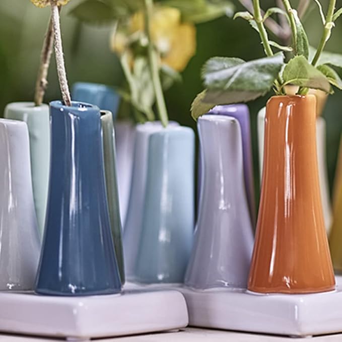 Chive - Pooley 2, Ceramic Flower Vase, 8-Tube Shape (White)