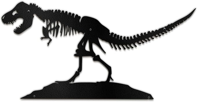SIGNLEADER Metal Wall Art Decor Dinosaur Skeleton Minimalist Modern Abstract Wall Sculpture Hangings Home Decoration for Living Room, Bedroom, Bathroom, Kitchen, Outdoor - 18" Black
