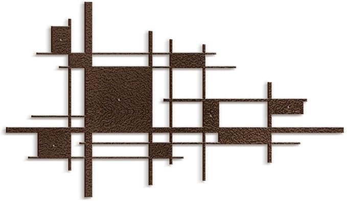 SIGNLEADER Metal Wall Decor Mondrian Geometric Minimalist Modern Luxury Wall Sculpture Hangings 3D Statue Home Decoration for Living Room, Bedroom, Bathroom, Kitchen, Fireplace, Office - 18" Bronze