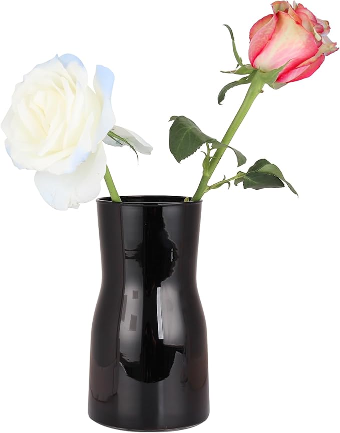 Black Glass Vases for Flowers-Clear Glass Vase for Centerpieces Large Vases for Flowers Dried Flower Home Decor Living Room Kitchen Office Wedding (Black)