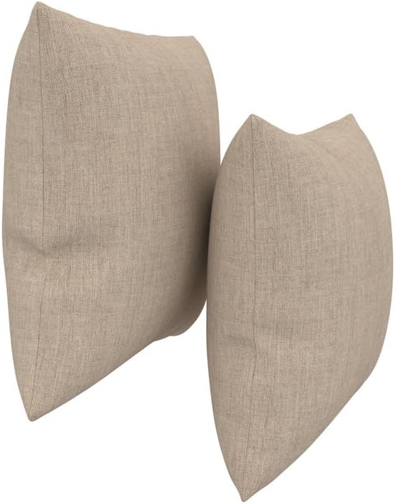 Covers & All Sunbrella Indoor/Outdoor Square Throw Pillows Inserts with Covers, Water Resistant & UV Fade Resistant Set of 2 (Cast Ash, 16x16)