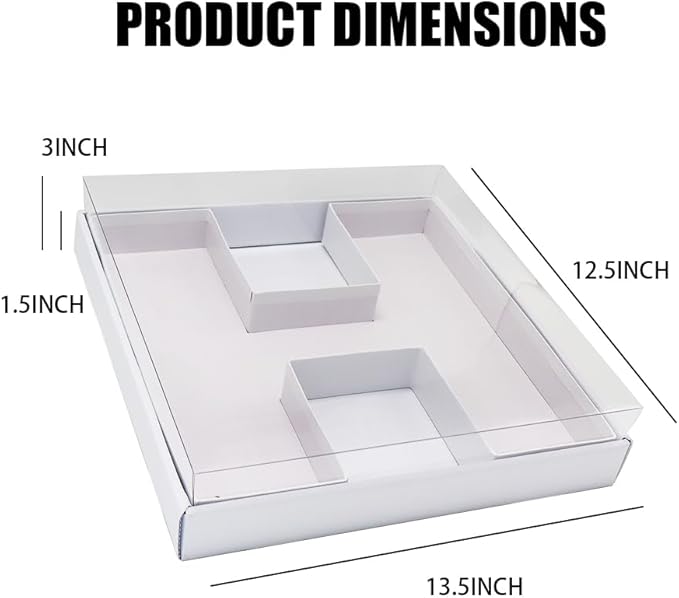 WENPACK 12.5" Cardboard Letter Shaped Mache Decorative Strawberries Fillable Sweets Flower Box with Clear Lid (White, H)