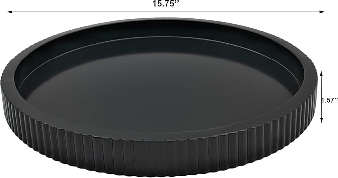 Carah & Cossh Round Wooden Serving Tray, Black Round Decorative Wood Tray, Modern Decorative Tray, Perfect for Storage and Display (Black B)