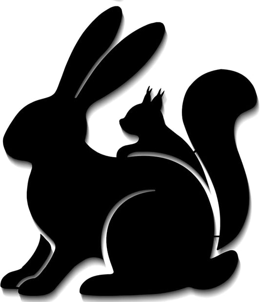 GlintHome Black Metal Wall Art - Rabbit and Squirrel Cute Silhouette Wall Decor for Bathroom Bedroom Living Room Home Decor