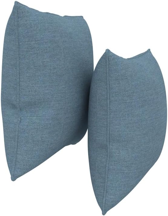 Covers & All Sunbrella Indoor/Outdoor Square Throw Pillows Inserts with Covers, Water Resistant & UV Fade Resistant Set of 2 (Spectrum Denim-Self Welt, 16x16)