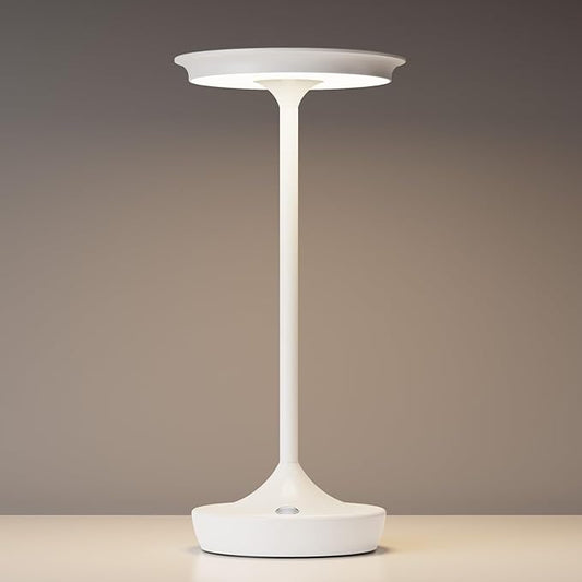 LED Cordless Table Lamp Rechargeable-Portable Battery Operated Lamps, 3 Color Touch Dimming Waterproof Light for Patio/Restaurant/Dining/Outdoor(White)