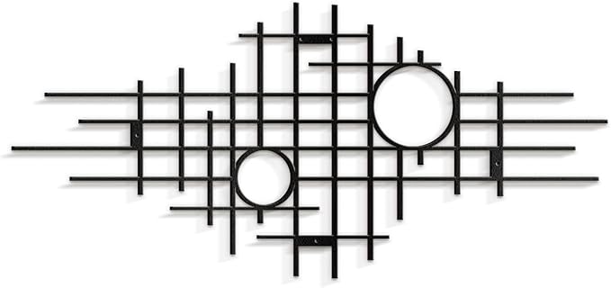 SIGNLEADER Metal Wall Decor Round Circle Abstract Minimalist Modern Luxury Wall Sculpture Hangings 3D Statue Home Decoration for Living Room, Bedroom, Bathroom, Kitchen, Fireplace, Office - 24" Black