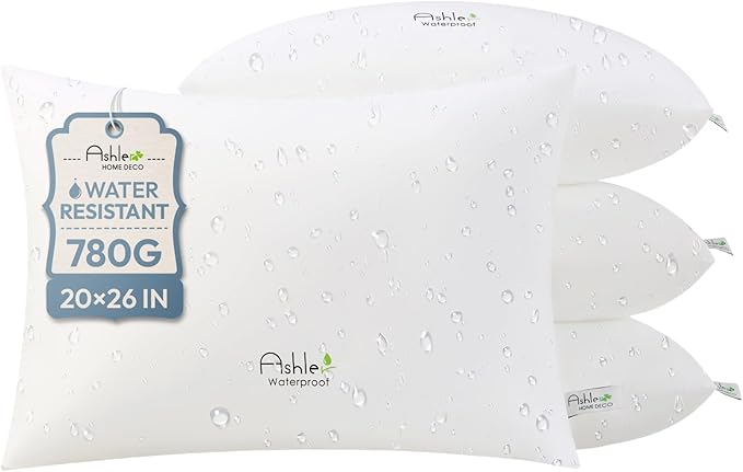 Ashler Outdoor Waterproof Pillow Inserts - 20 x 26 Pillow Inserts Set of 4, Water Resistant Patio Furniture Pillows Decorative for Garden, Hypoallergenic Lumbar Pillow for Sofa Couch