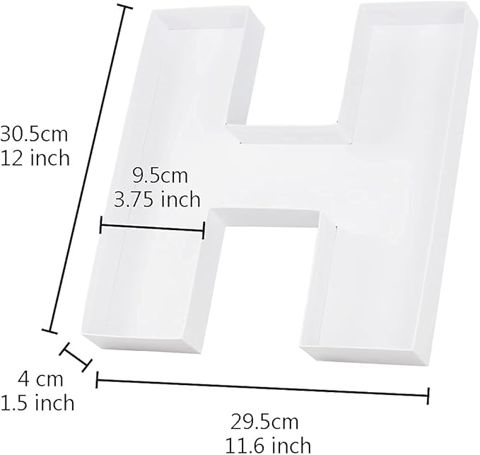 WENPACK 12.5" Cardboard Letter Shaped Mache Decorative Strawberries Fillable Sweets Flower Box with Clear Lid (White, H)