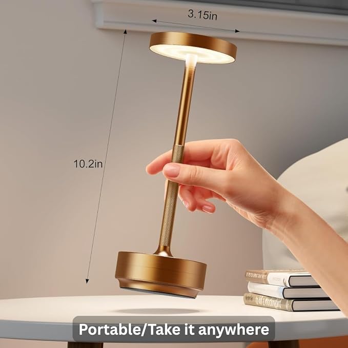 2 Pack Cordless Table Lamp Rechargeable - Waterproof, Touch 3-Color Lighting Portable LED Table Light for Outdoor,Patio,Restaurant.(2 Pack Titanium)