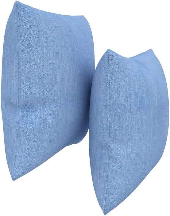 Covers & All Sunbrella Indoor/Outdoor Throw Pillows, Square Throw Pillows Inserts with Covers Set of 2 (Cast Ocean, 16x16)