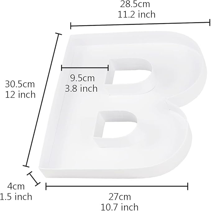WENPACK 12.5" Cardboard Fillable Letter Shaped Mache Charcuterie Sweets Candy Decorative Box with Clear Lid (White, B)