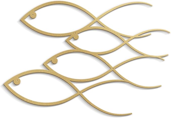 SIGNLEADER Metal Wall Art Decor Fish Minimalist Modern Abstract Wall Sculpture Hangings Home Decoration for Living Room, Bedroom, Bathroom, Kitchen, Outdoor - 18" Gold
