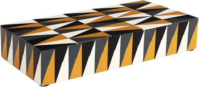 Handicrafts Home Large Decorative Storage Box 12x6– Coffee Table Organizer Box, Modern Home Décor Accent, Keepsake Memory Box, Jewelry Storage Box, Boho Decorative Box with Lid for Shelf, Mantle Decor