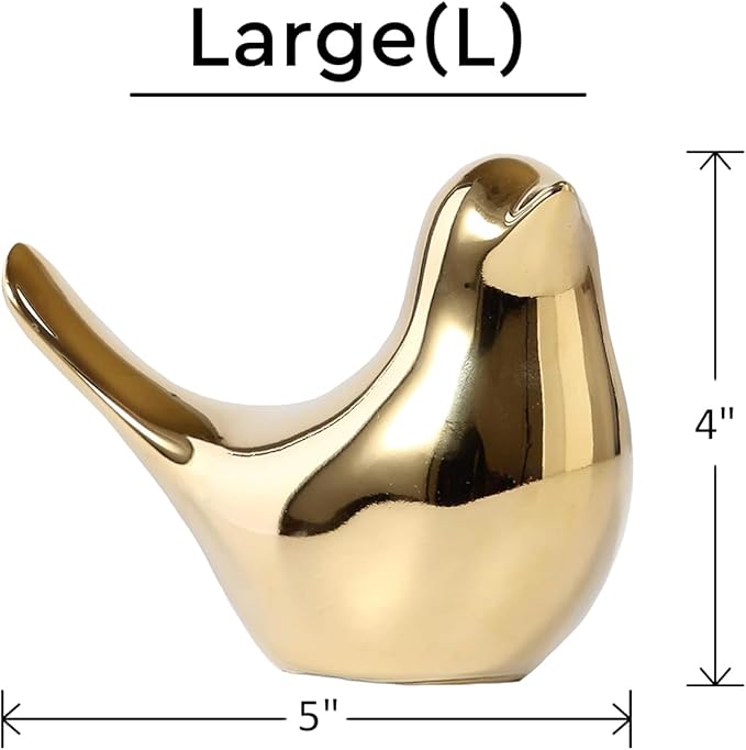 Large Gold Bird Statue – Modern Tabletop Sculpture for Living Room, Mantel, Shelf, Console Table, Entryway, Fireplace, Bedroom Décor, Luxury Gold Accents, Elegant Home Decorations