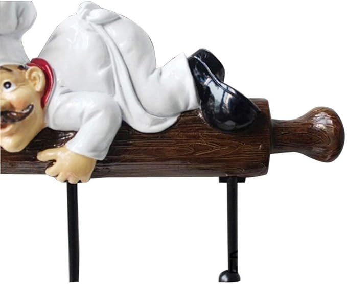Cute Bakery Decorative Chef with Bread Figurine Wall Hooks Rack Hook Hanger for Home Kitchen Restaurant Oven Gloves/Hat/Cap/Coat/Apron